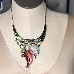 Original Leaves necklace multicolor Statement jewelry  fantasy Perú hand made